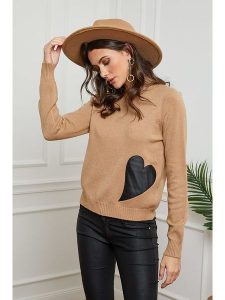 Joséfine Sweter "Sidney" w kolorze karmelowym rozmiar: M. Brązowe swetry oversize Joséfine, m, z aplikacjami, bez ramiączek. Za 132,95 zł.