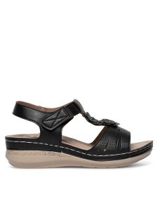 Clara Barson Sandały WYL0510-20 Czarny. Czarne sandały Clara Barson, bez wzorów, z syntetyku, bez obcasa, na płaskiej podeszwie, bez zapięcia. Za 99,99 zł.