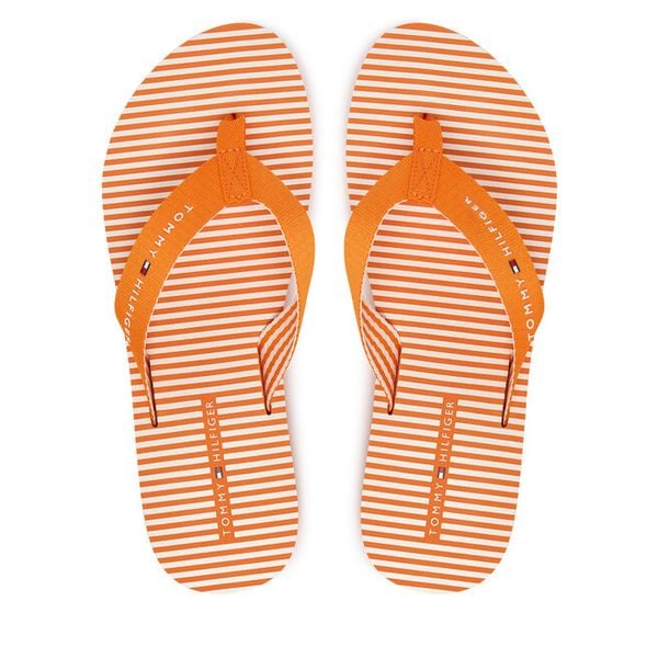 Japonki Tommy Hilfiger. Brązowe klapki TOMMY HILFIGER, bez wzorów, bez obcasa. Za 169,99 zł.