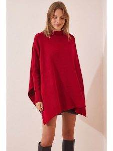 Happiness Istanbul Sweter w kolorze czerwonym rozmiar: onesize. Czerwone swetry oversize Happiness Istanbul, bez wzorów, z wełny, bez ramiączek. Za 84,12 zł.