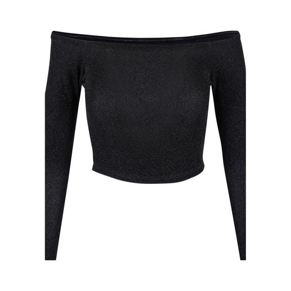 Damska Brokatowa Bluzka Na Ramiączkach Z Długim Rękawem. Czarne bluzki Urban Classics, s, bez wzorów, sportowe, bez kołnierzyka, bez ramiączek. Za 84,99 zł.