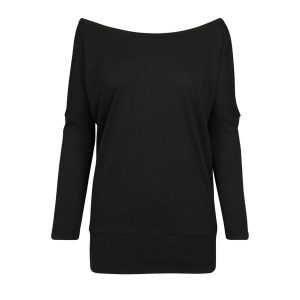 Damska Bluzka Z Nietoperzowym Rękawem. Czarne bluzki BUILD YOUR BRAND, s, bez wzorów, sportowe, bez kołnierzyka, bez ramiączek. Za 67,99 zł.