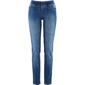 Tregginsy z 5 kieszeniami bonprix niebieski "stone used". Jeansy marki bonprix. Za 59,99 zł.