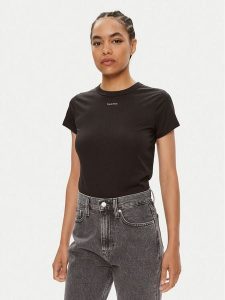 Calvin Klein T-Shirt Nano Logo K20K207212 Czarny Slim Fit. Czarne t-shirty Calvin Klein, xxs, bez wzorów, z bawełny, bez kołnierzyka, bez ramiączek. Za 129,99 zł.