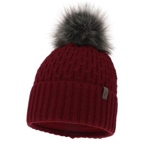 Czapka Zimowa Damska z Pomponem Bordowa. Czerwone czapki Molly, bez wzorów, z materiału. Za 59,00 zł.