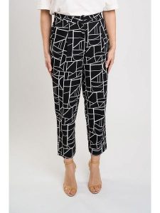 Marks & Spencer Spodnie w kolorze czarno-białym rozmiar: 36/L31. Czarne spodnie z wysokim stanem Marks & Spencer, bez wzorów, z materiału, z podwyższonym stanem. Za 52,79 zł.