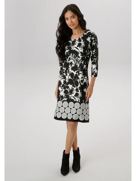 Aniston Sukienka w kolorze czarno-białym rozmiar: 38. Czarne sukienki Aniston, bez wzorów, bez kołnierzyka, bez ramiączek, midi. Za 104,39 zł.