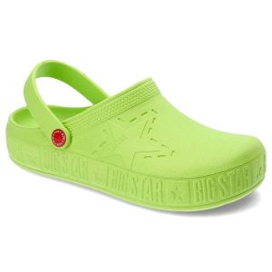 Zielone Klapki Big Star Wodoodporne Buty Damskie. Zielone klapki Big Star, z aplikacjami, ze skóry, bez obcasa. Za 59,00 zł.