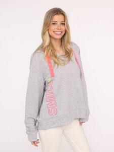 Zwillingsherz Bluza "Smile" w kolorze szarym rozmiar: L/XL. Szare bluzy Zwillingsherz, l, bez wzorów, z bawełny, z kapturem. Za 228,38 zł.
