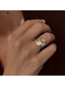 Eclat d'Argent Pozłacany pierścionek z cyrkoniami rozmiar: 58. Żółte pierścionki Eclat d'Argent, z cyrkonią, pozłacane. Za 259,13 zł.