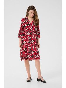 Kaffe Sukienka w kolorze czerwono-czarnym rozmiar: 38. Czerwone sukienki Kaffe, na co dzień, bez wzorów, z wiskozy, bez kołnierzyka, bez ramiączek, midi, proste. Za 126,99 zł.