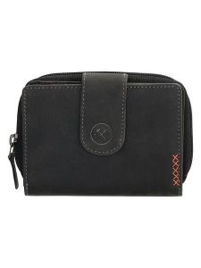 HIDE & STITCHES Skórzany portfel w kolorze czarnym - 12 x 9 x 3 cm rozmiar: onesize. Czarne portfele HIDE & STITCHES, bez wzorów, z materiału. Za 86,99 zł.