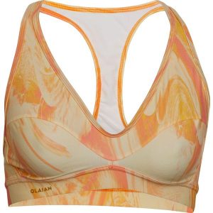 Góra kostiumu kąpielowego surfingowego damska Olaian Ana Surf i Joga Salty Flow. Czerwone bikini OLAIAN, bez wzorów, z elastanu. Za 49,99 zł.