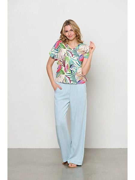 &Co Woman Bluzka "Viana" w kolorze białym ze wzorem rozmiar: M. Brązowe bluzki &Co Woman, m, bez wzorów, bez kołnierzyka, bez ramiączek. Za 127,05 zł.