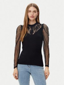 Morgan Bluzka 251-TSAGE Czarny Regular Fit. Czarne bluzki Morgan, l, bez wzorów, z syntetyku, bez kołnierzyka, bez ramiączek. Za 179,99 zł.