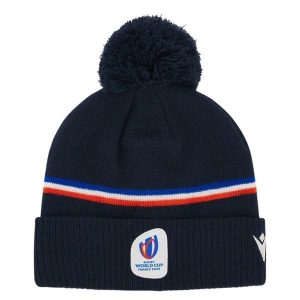 Czapka z pomponem Macron RWC France 2023. Niebieskie czapki MACRON, bez wzorów, z materiału, eleganckie. Za 142,00 zł.