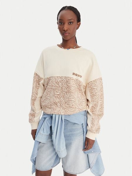 Roxy Bluza ERJFT05040 Beżowy Relaxed Fit. Brązowe bluzy Roxy, xs, bez wzorów, z bawełny, bez kaptura. Za 239,99 zł.