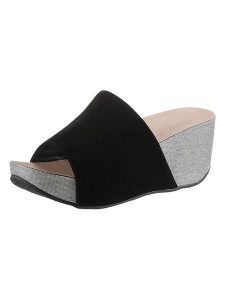 Heine Klapki w kolorze czarnym na koturnie rozmiar: 39. Czarne klapki Heine, bez wzorów, z otwartym noskiem, bez obcasa, na koturnie. Za 84,95 zł.