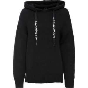Sweter z kapturem. Brązowe swetry klasyczne bonprix, bez kołnierzyka. Za 117,99 zł.
