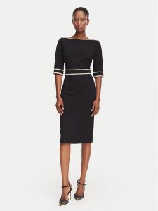 Rinascimento Sukienka koktajlowa CFC0131086003 Czarny Slim Fit. Czarne sukienki Rinascimento, xs, bez wzorów, z syntetyku, wizytowe, bez kołnierzyka, bez ramiączek. Za 524,99 zł.