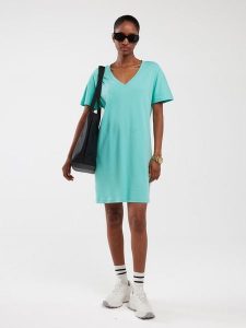 BIG STAR Sukienka w kolorze turkusowym rozmiar: S. Niebieskie sukienki Big Star, na co dzień, s, bez wzorów, z bawełny, retro, bez kołnierzyka, bez ramiączek, midi, proste. Za 57,99 zł.