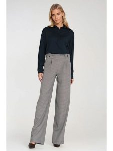 Nife Spodnie w kolorze granatowo-czerwono-białym rozmiar: 38. Białe spodnie z wysokim stanem Nife, bez wzorów, z materiału, z podwyższonym stanem. Za 188,85 zł.