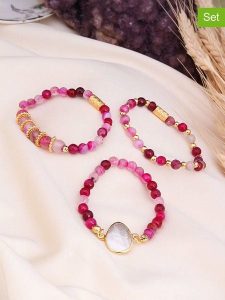 L'Atelier de Gaia Bransoletki (3 szt.) z agatami rozmiar: onesize. Różowe bransoletki L'Atelier de Gaia, z agatem, z mosiądzu. Za 113,90 zł.