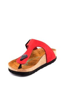 Comfortfusse Skórzane japonki w kolorze czerwonym rozmiar: 36. Czerwone klapki Comfortfüße, bez wzorów, z otwartym noskiem, bez obcasa. Za 249,95 zł.