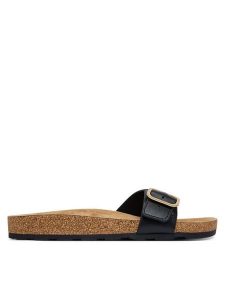 Tommy Hilfiger Klapki Cork Footbed Slip-On Sandals FW0FW09344 Czarny. Czarne klapki TOMMY HILFIGER, bez wzorów, ze skóry, bez obcasa. Za 409,99 zł.
