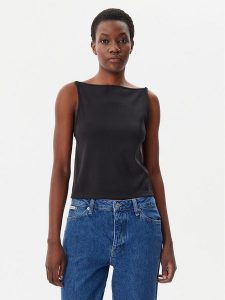 Calvin Klein Jeans Top Logo J20J225314 Czarny Regular Fit. Czarne topy Calvin Klein Jeans, xl, bez wzorów, z jeansu, bez kołnierzyka, bez ramiączek. Za 119,99 zł.