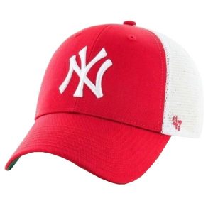 Czapka z daszkiem dla dorosłych 47 Brand MLB New York Yankees Branson Cap. Czerwone czapki 47 Brand, bez wzorów, z bawełny, sportowe. Za 89,99 zł.