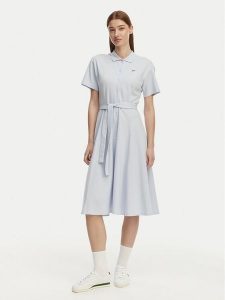 Lacoste Sukienka koszulowa EF9621 Niebieski jasny Regular Fit. Niebieskie sukienki Lacoste, bez wzorów, z bawełny, bez kołnierzyka, bez ramiączek, koszulowe. Za 647,99 zł.