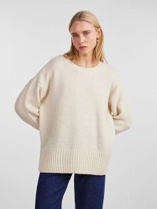 Pieces Sweter w kolorze kremowym rozmiar: XS. Brązowe swetry oversize Pieces, xs, bez wzorów, bez ramiączek. Za 82,40 zł.