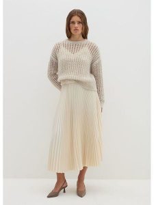 STEFANEL Spódnica w kolorze kremowym rozmiar: XL. Brązowe spódnice Stefanel, xl, bez wzorów, midi. Za 239,99 zł.