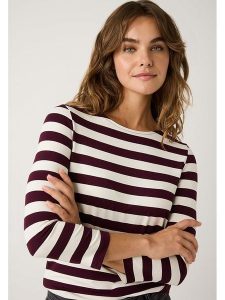 More & More Koszulka w kolorze biało-bordowym rozmiar: 38. Białe bluzki More & More, bez wzorów, bez kołnierzyka, bez ramiączek. Za 161,34 zł.