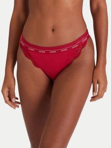 Guess Figi brazylijskie O4YE00 PZ01C Czerwony. Czerwone figi Guess, z aplikacjami, z syntetyku. Za 118,99 zł.