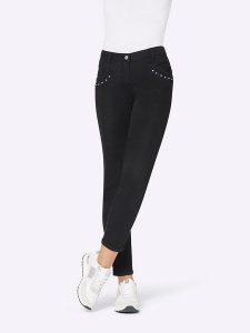 Heine Dżinsy - Slim fit - w kolorze czarnym rozmiar: W26. Czarne jeansy Heine, bez wzorów, z podwyższonym stanem. Za 48,28 zł.