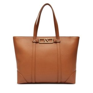 Torebka Armani Exchange. Brązowe shopper bag Armani Exchange, bez wzorów, bez dodatków. Za 729,99 zł.