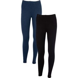 Legginsy (2 pary w opak.). Niebieskie legginsy bonprix, bez wzorów. Za 92,99 zł.