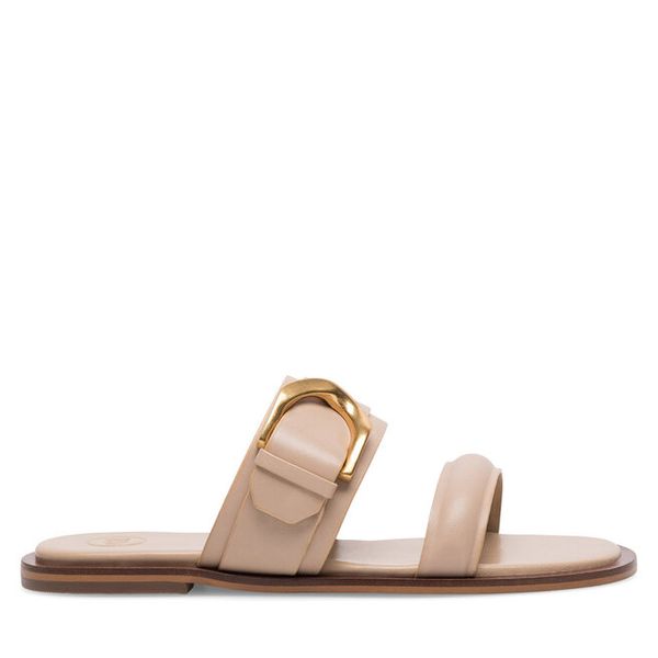 Klapki GINO ROSSI. Brązowe klapki Gino Rossi, bez wzorów, bez obcasa. Za 229,99 zł.