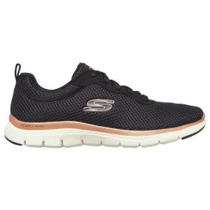 Buty do chodzenia damskie Skechers Flex Appeal 40. Czarne buty sportowe Skechers, bez wzorów, z gumy, bez zapięcia, trekkingowe. Za 328,00 zł.