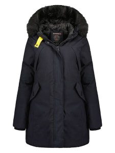 Geographical Norway Parka "Cherifa" w kolorze granatowym rozmiar: M. Niebieskie płaszcze Geographical Norway, m, z aplikacjami, bez kaptura. Za 241,56 zł.