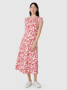 Les Lunes Sukienka "Sienna" w kolorze czerwono-białym rozmiar: S. Białe sukienki Les Lunes, s, bez wzorów, bez kołnierzyka, bez ramiączek, midi, rozkloszowane. Za 252,99 zł.