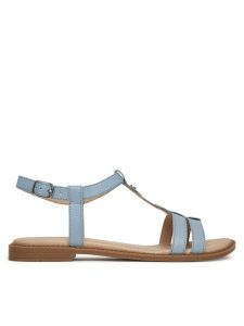 Lasocki Sandały EST-AFIONA-10 Niebieski. Niebieskie sandały Lasocki, bez wzorów, ze skóry, bez obcasa, na płaskiej podeszwie, bez zapięcia. Za 99,99 zł.