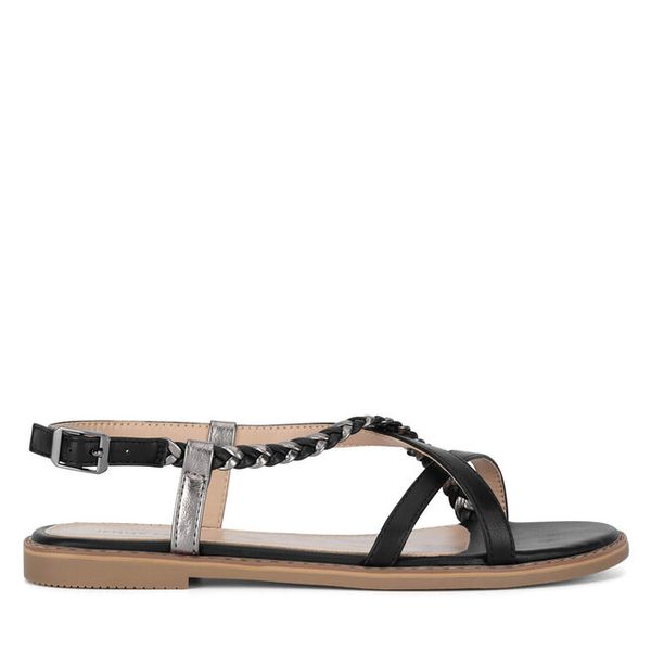 Sandały Jenny Fairy. Czarne sandały Jenny Fairy, bez wzorów, bez obcasa, na płaskiej podeszwie, bez zapięcia. Za 89,99 zł.