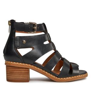 Sandały Pikolinos. Czarne sandały Pikolinos, bez wzorów, bez obcasa, na słupku, bez zapięcia. Za 595,99 zł.