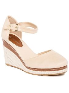 Foreverfolie Sandały w kolorze beżowym na koturnie rozmiar: 39. Brązowe sandały Foreverfolie, bez wzorów, bez obcasa, na koturnie, bez zapięcia. Za 113,99 zł.