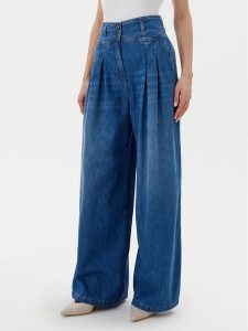 TWINSET Jeansy 251TP2611 Niebieski Wide Leg. Niebieskie jeansy Twinset, bez wzorów, z bawełny. Za 679,99 zł.