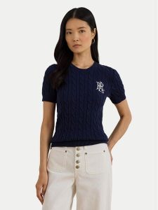 LAUREN RALPH LAUREN Sweter 200P07025001 Granatowy Relaxed Fit. Niebieskie swetry klasyczne Lauren Ralph Lauren, xxl, z bawełny, bez kołnierzyka. Za 572,99 zł.