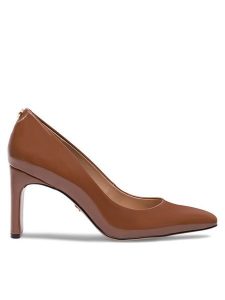 Nine West Czółenka 905901 Brązowy. Brązowe czółenka Nine West, bez wzorów, z syntetyku, bez obcasa, bez zapięcia. Za 124,99 zł.